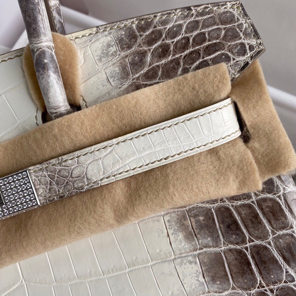 Hermes Matte Himalayan Crocodile Niloticus Birkin bag with 18-karat white gold and diamond