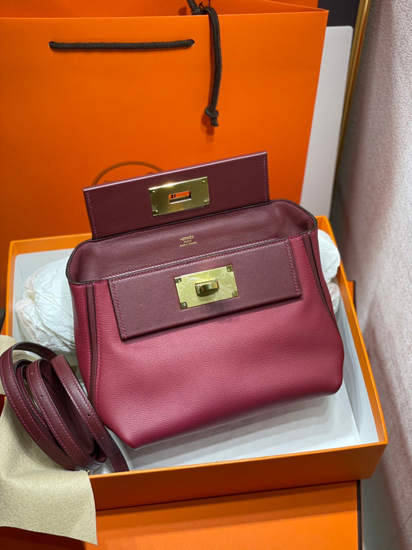 Hermès Mini 24/24 – 21 Bag Bordeaux Evergrain/Swift leather with Gold Hardware