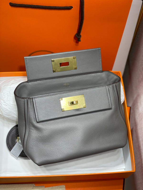 Hermès Mini 24/24 – 21 Bag 8F Etain Evergrain/Swift leather with Gold Hardware
