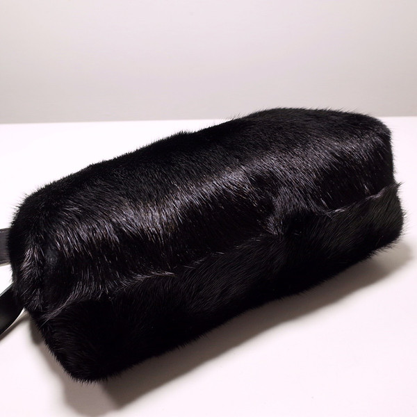FENDI FIRST MEDIUM Black mink bag