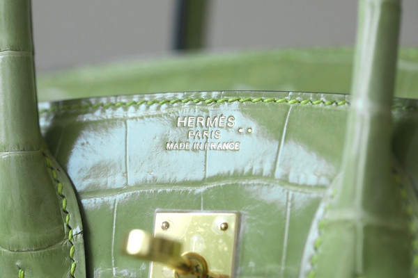 Hermès Birkin 25 Vert Anis Shiny  Crocodile Niloticus Gold Hardware