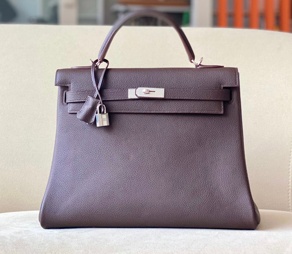 Hermes Rouge Sellier Kelly 28 cm Togo Palladium Hardware