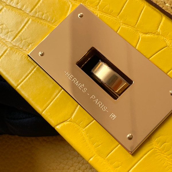 Hermès 24/24 29 Jaune Ambre Togo & Alligator Gold Hardware