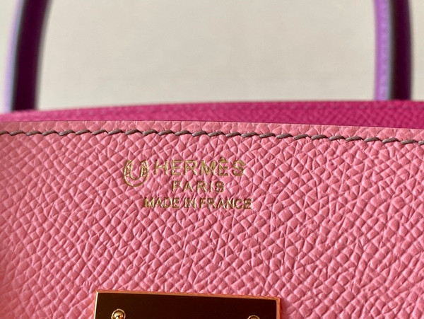 Hermes Special Order Tri-Colour  Rose Confetti, Rose  Pourpre, Anemone  Birkin 30 cm Epsom Gold   Hardware