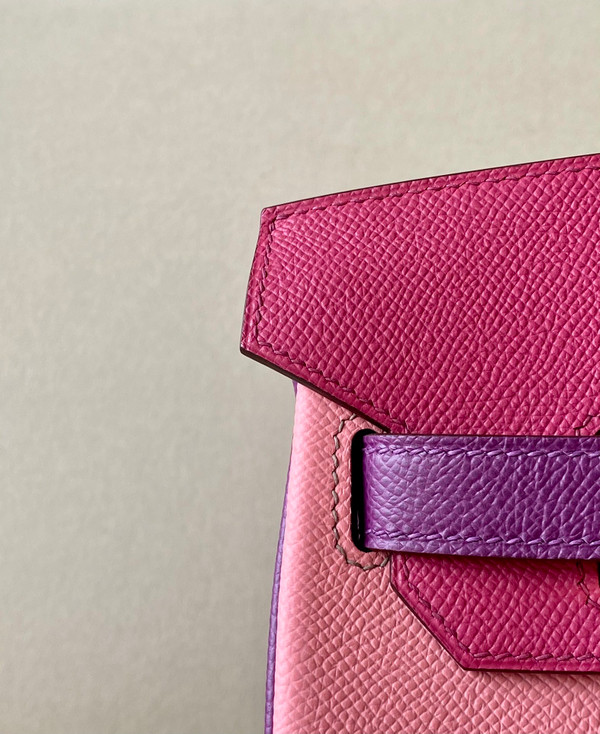 Hermes Special Order Tri-Colour  Rose Confetti, Rose  Pourpre, Anemone  Birkin 30 cm Epsom Gold   Hardware