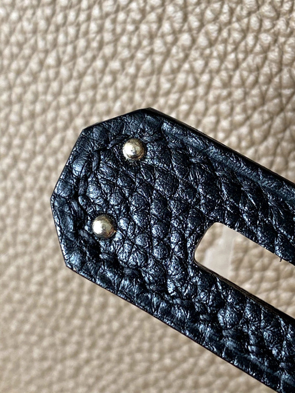HERMES Special Order BIRKIN 30 Bag Etoupe/ Black Chevre Palladium hardware
