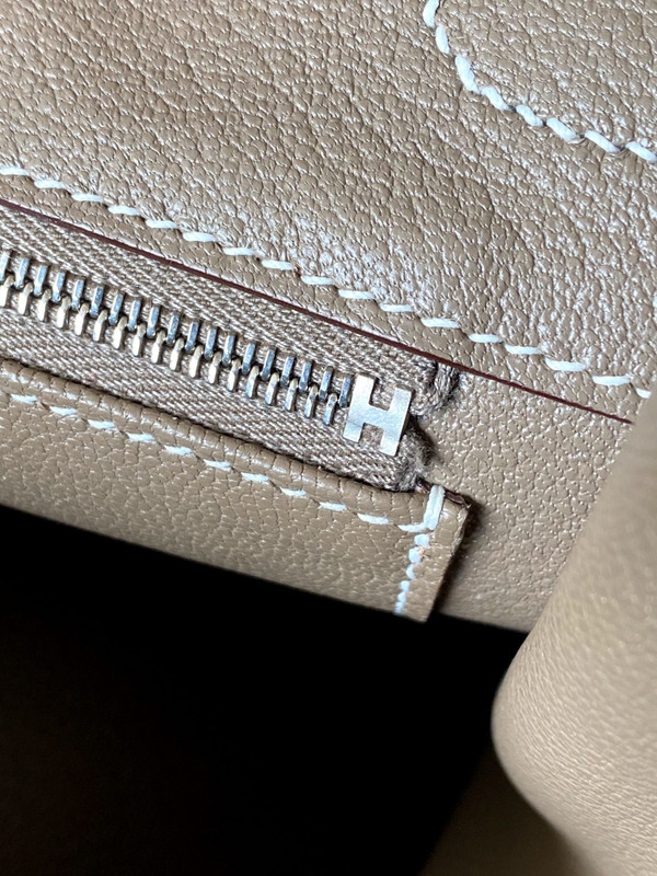 HERMES Special Order BIRKIN 30 Bag Etoupe/ Black Chevre Palladium hardware