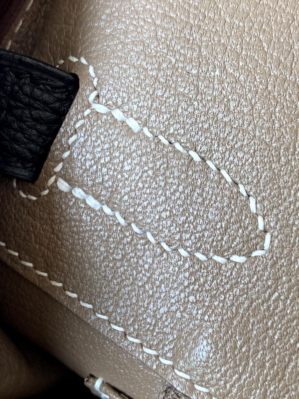 HERMES Special Order BIRKIN 30 Bag Etoupe/ Black Chevre Palladium hardware