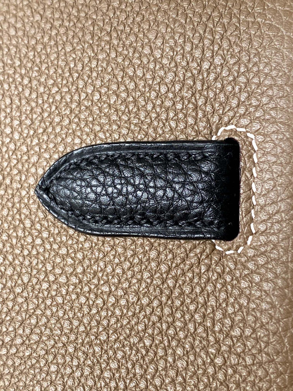 HERMES Special Order BIRKIN 30 Bag Etoupe/ Black Chevre Palladium hardware