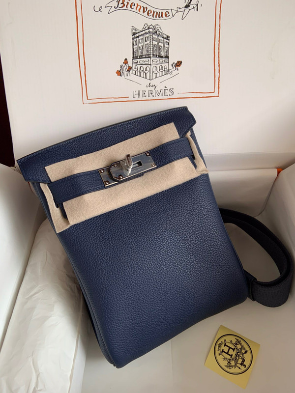 Hermes Kelly HAC A Dos Bag Blue Nuit  Togo Leather Palladium Hardware 2022