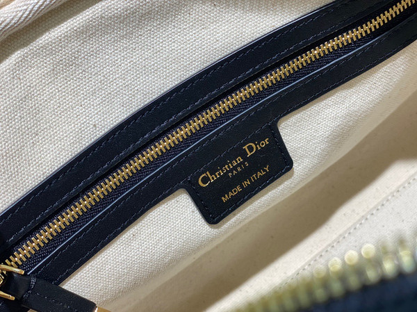 Christian Dior SMALL DIOR VIBE ZIP BOWLING BAG Black and White Smooth Calfskin