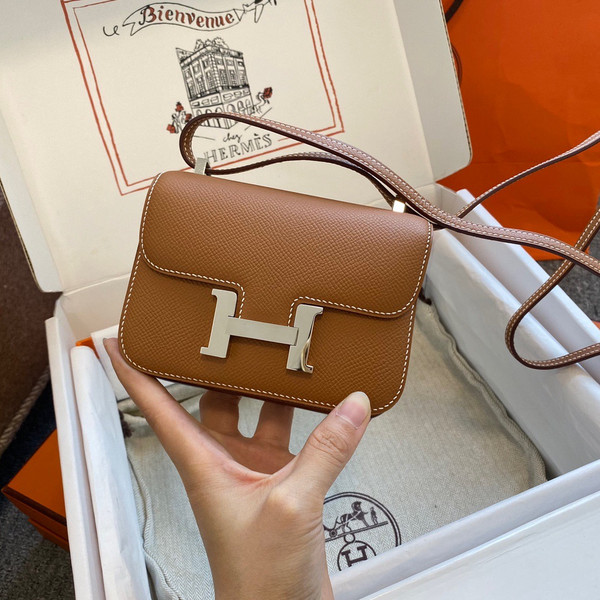 Hermes Gold Constance 18 Epsom bag with Palladium Hardwares
