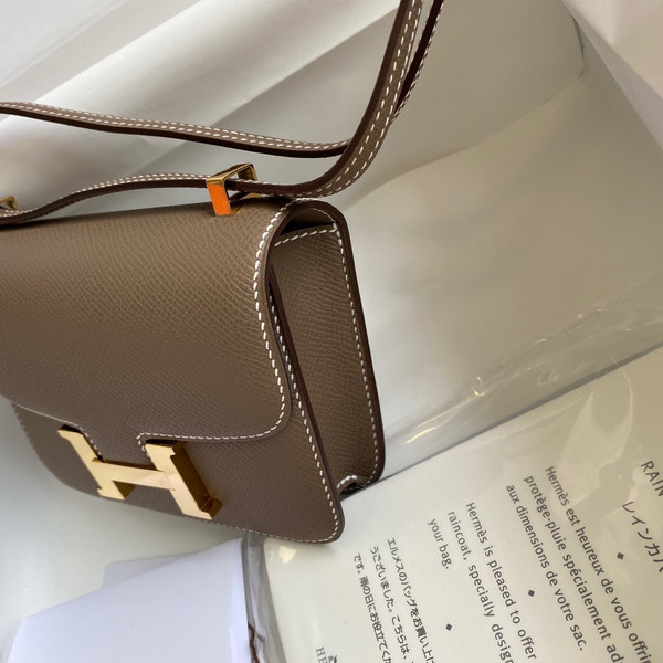 Hermes Etoupe Constance 18 Epsom bag with Gold Hardwares