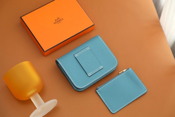 Hermès Constance Slim wallet Blue Jean Epsom leather Gold hardware