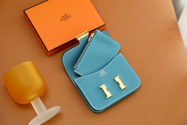Hermès Constance Slim wallet Blue Jean Epsom leather Gold hardware