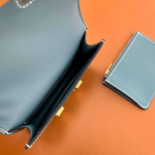 Hermès Constance Slim wallet Blue Jean Epsom leather Gold hardware