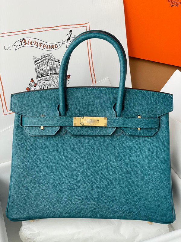 Hermes W0 Vert Bosphore  Birkin Bag 30cm Epsom Gold Hardware