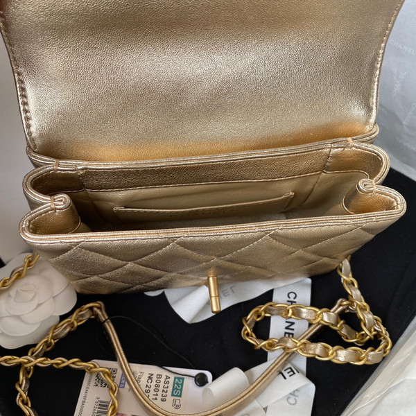 Chanel Diamanté & Gold Metal MINI FLAP BAG 2022 GOLD