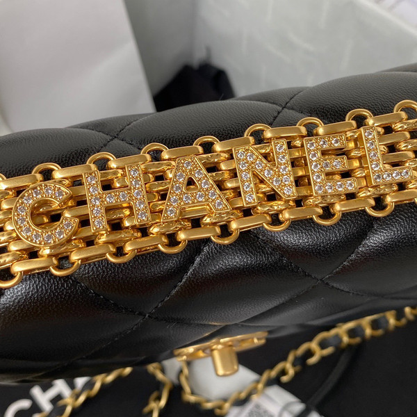 Chanel Diamanté & Gold Metal MINI FLAP BAG 2022 BLACK