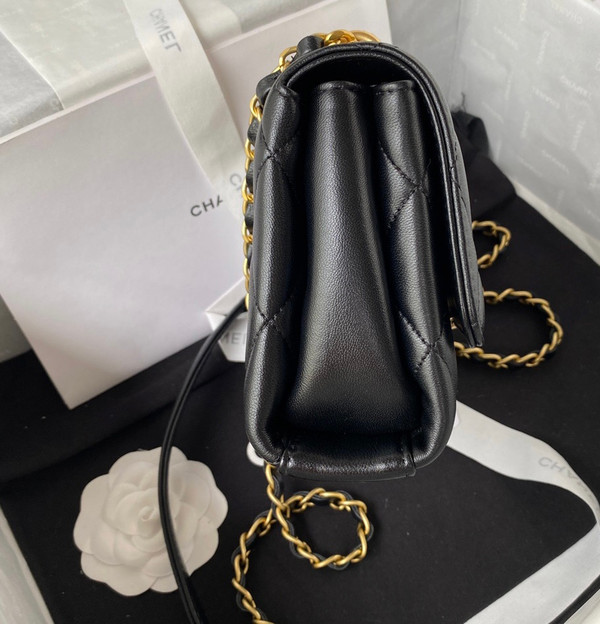 Chanel Diamanté & Gold Metal MINI FLAP BAG 2022 BLACK