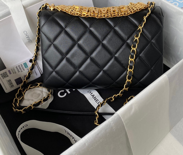 Chanel Diamanté & Gold Metal SMALL FLAP BAG 2022 BLACK