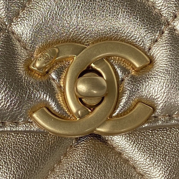 Chanel Diamanté & Gold Metal SMALL FLAP BAG 2022 GOLD