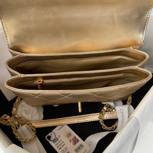 Chanel Diamanté & Gold Metal SMALL FLAP BAG 2022 GOLD