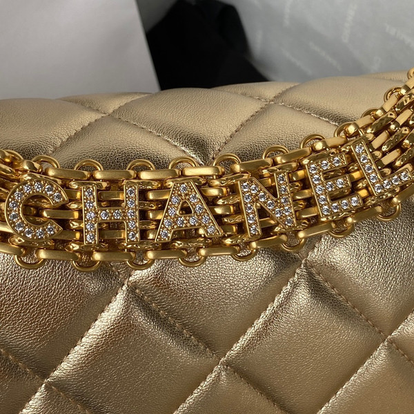 Chanel Diamanté & Gold Metal SMALL FLAP BAG 2022 GOLD