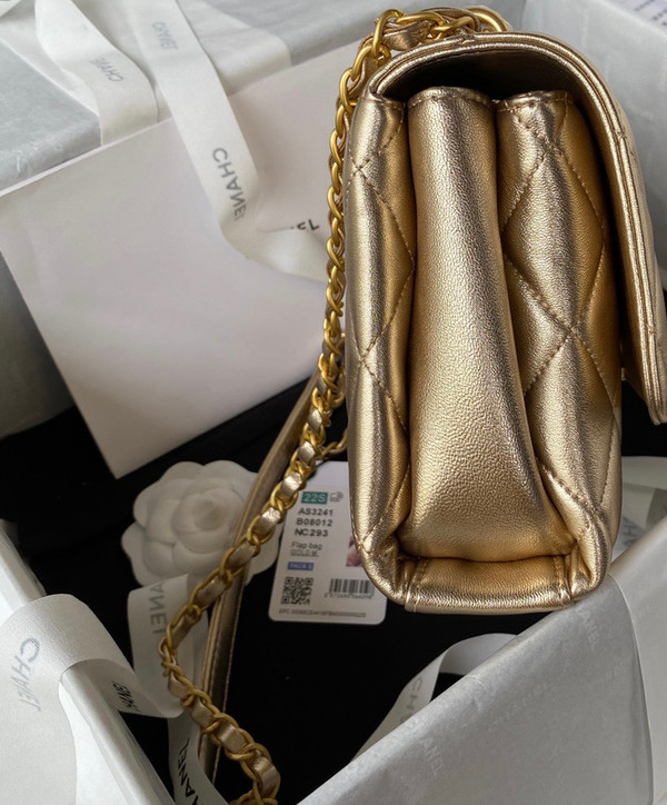 Chanel Diamanté & Gold Metal SMALL FLAP BAG 2022 GOLD