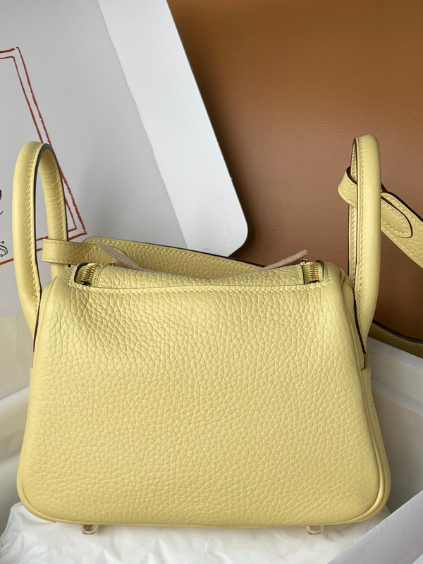 Hermes Mini Lindy 20cm Bag 1Z Jaune Poussin Togo Gold Hardware