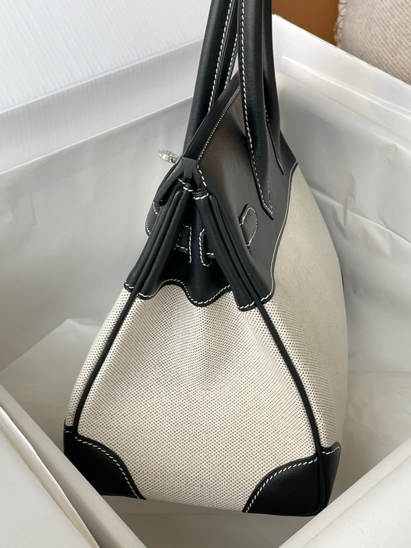 Hermès Birkin 30 Bag Toile Black Swift Leather
