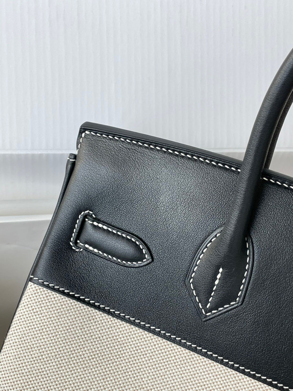 Hermès Birkin 30 Bag Toile Black Swift Leather