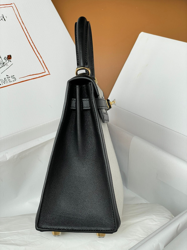 Hermès Kelly Sellier 25 Toile and Swift Gold Hardware
