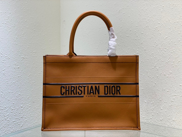 Christian Dior MEDIUM DIOR BOOK TOTE Brown Grained Calfskin