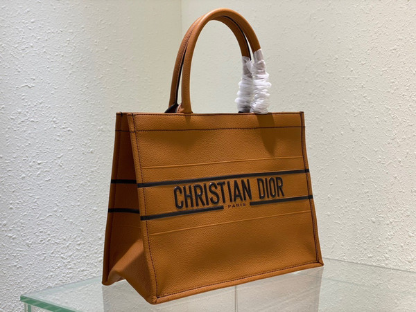 Christian Dior MEDIUM DIOR BOOK TOTE Brown Grained Calfskin