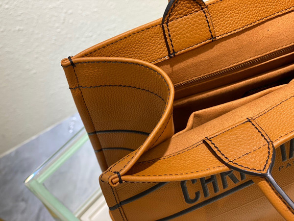 Christian Dior MEDIUM DIOR BOOK TOTE Brown Grained Calfskin