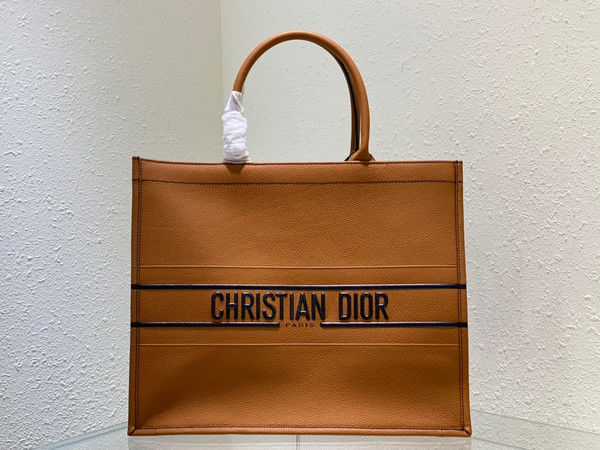 Christian Dior LARGE DIOR BOOK TOTE Brown Grained Calfskin