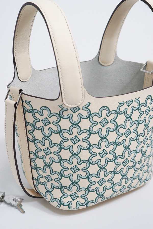 Hermes Limited Edition Picotin Lock Micro Mini 14 Bag Craie Swift Tote Palladium Hardware