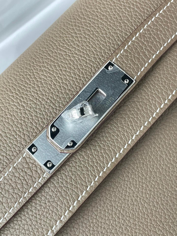 Hermes Kelly Depeches 25 Pochette Etoupe Epsom Palladium Hardware