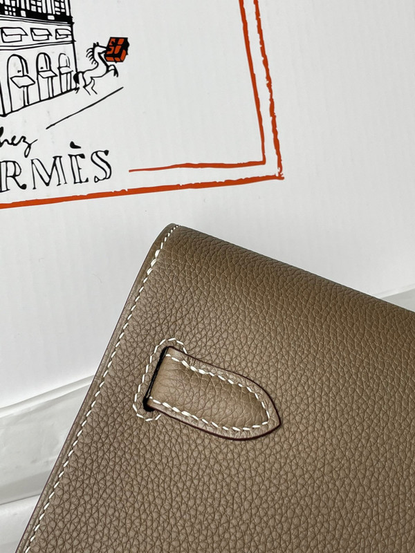 Hermes Kelly Depeches 25 Pochette Etoupe Epsom Palladium Hardware
