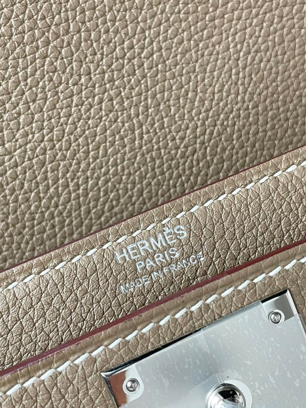 Hermes Kelly Depeches 25 Pochette Etoupe Epsom Palladium Hardware