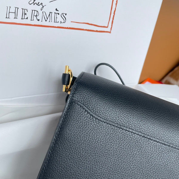 Hermes Noir Togo Gold Hardware Roulis Mini 18/19 Handbag