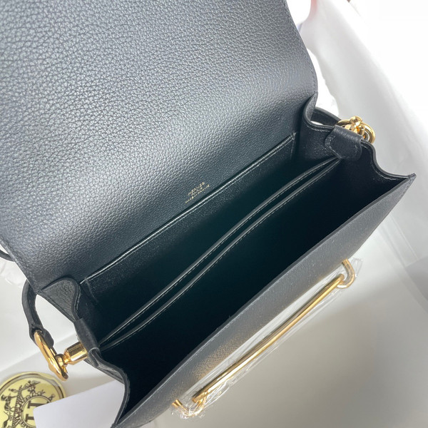 Hermes Noir Togo Gold Hardware Roulis Mini 18/19 Handbag