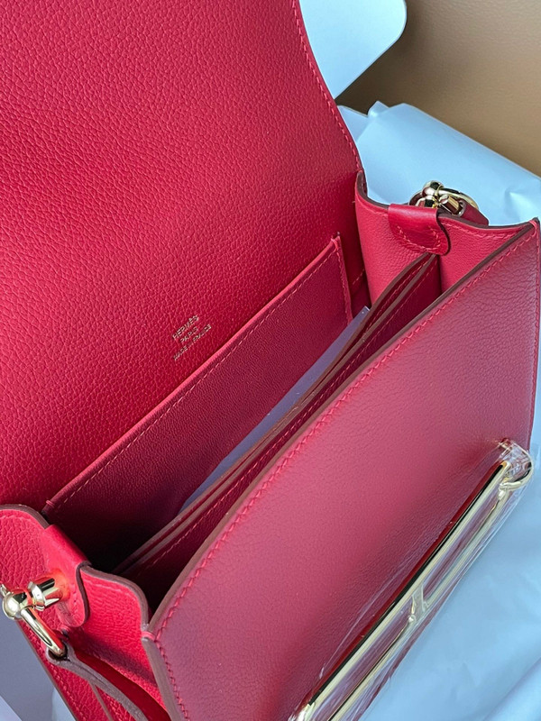 Hermes Red Togo Gold Hardware Roulis 23 Handbag