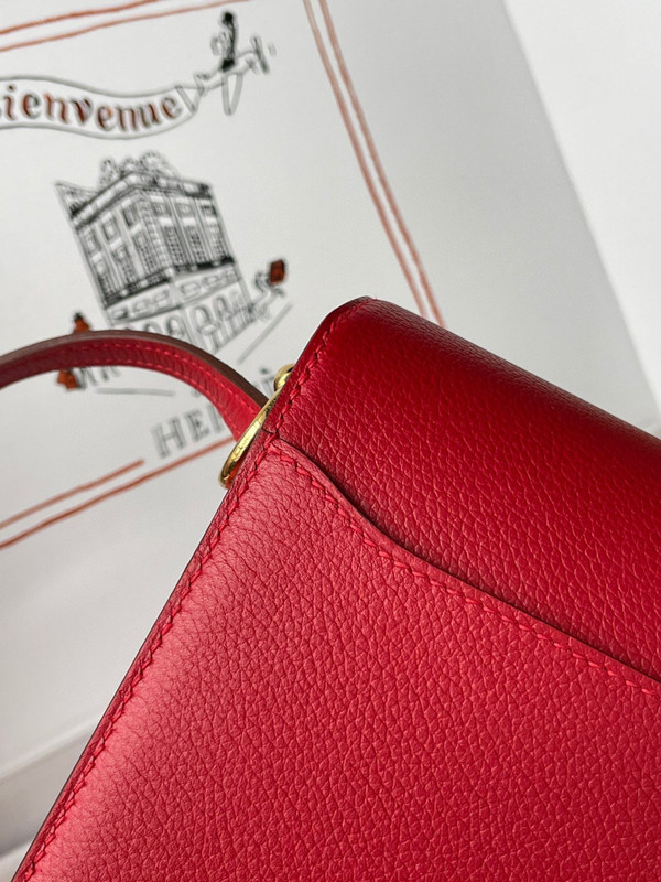 Hermes Red Togo Gold Hardware Roulis 23 Handbag
