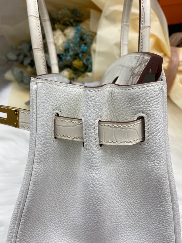 Hermes Birkin Touch 30 Himalaya Niloticus Crocodile & Togo leather with Gold Hardware