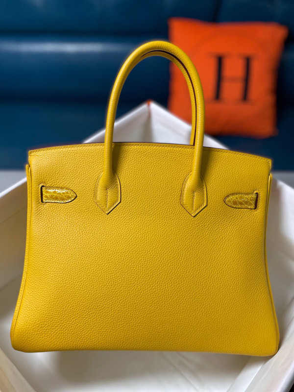 Hermes Birkin Touch 30 Amber Shiny Niloticus Crocodile & Togo leather with Gold Hardware