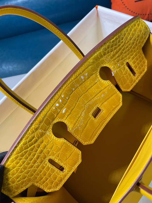 Hermes Birkin Touch 30 Amber Shiny Niloticus Crocodile & Togo leather with Gold Hardware