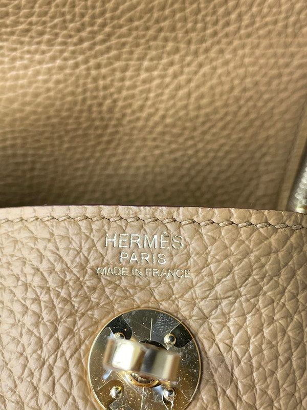 Hermes Mini Lindy 20cm Bag Biscuit Togo Leather Gold  Hardware