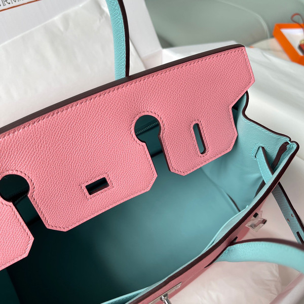 Hermès Special Order Rose Confetti/Blue Birkin 30 cm Epsom Leather Palladium Hardware